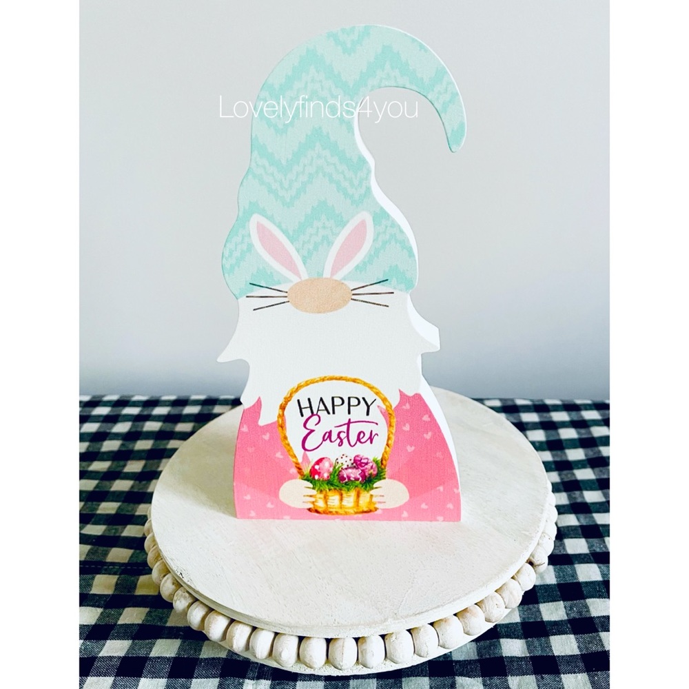 2/$30 Happy Easter Wooden Gnome